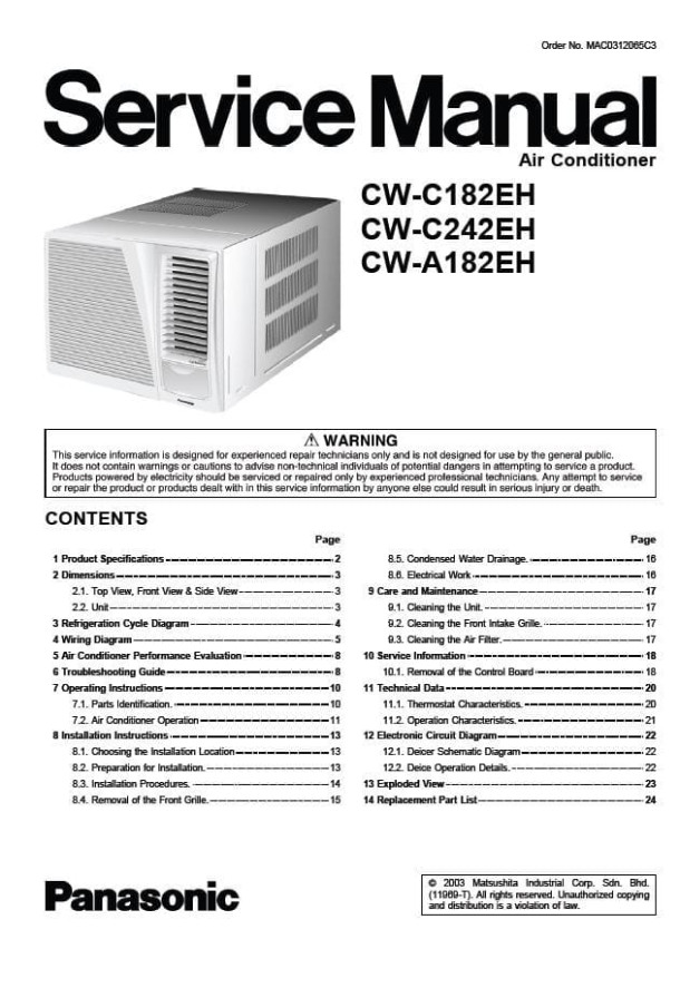 CW-C182EH, CW-C242EH, CW-A182EH